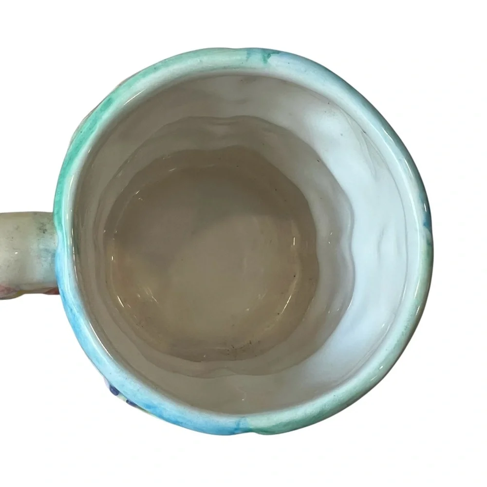 Quilted Hearts Patchwork 3D Mug Hand Painted Pastel Ceramic Coffee Cup‎ Granny